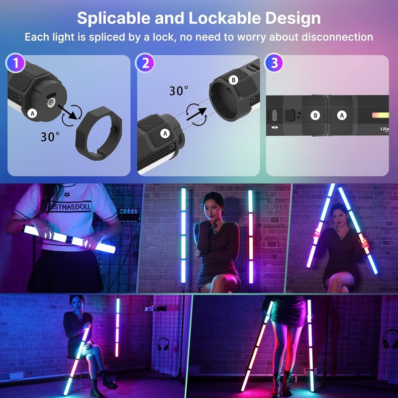 PICTRON ULANZI VL110 RGB Light Wand, Handheld Light Stick Camera LED Video Tube Light Bar, 2500-9000K Dimmable, 2600mAh Battry CRI 95+ with Magnetic Attraction for Photography Vlog TIK Tok - Image 4